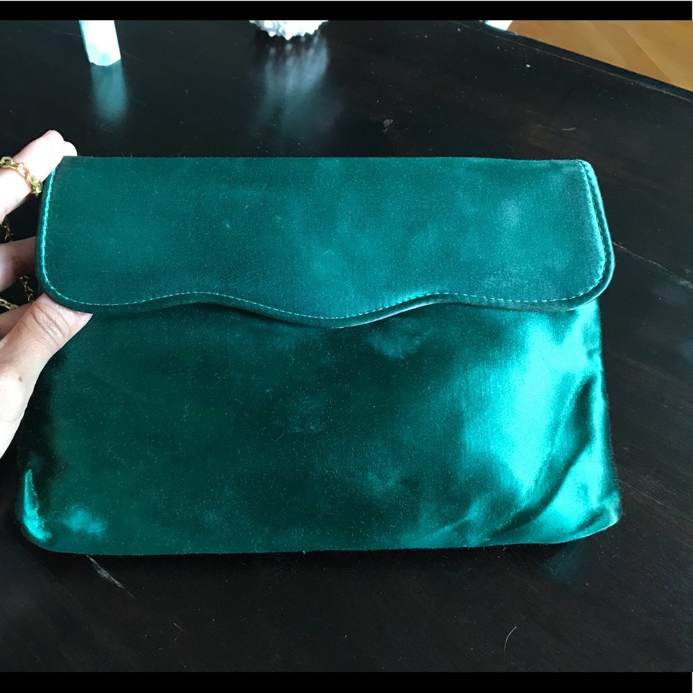 Vintage silk clutch emerald green - Picture 2 of 4